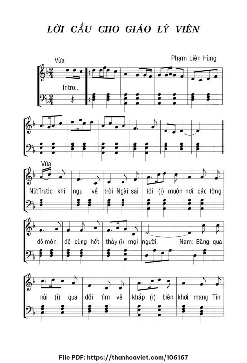 Lời cầu cho Giáo Lý Viên - Lm. Phạm Liên Hùng - trang 1