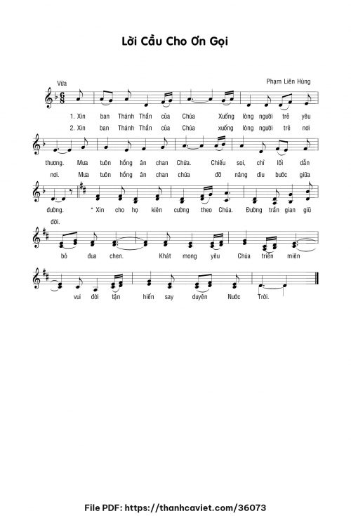 Lời cầu cho ơn gọi 2 - Lm. Phạm Liên Hùng - trang 1