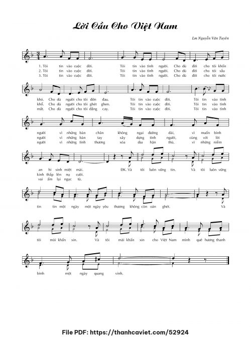 Lời cầu cho Việt Nam - Lm. Nguyễn Văn Tuyên - trang 1