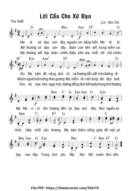 Lời cầu cho Xứ Đạo - Lm. Văn Chi - trang 1