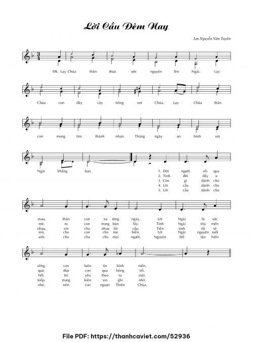 Lời cầu đêm nay - Lm. Nguyễn Văn Tuyên - trang 1