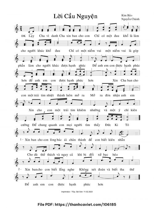 Lời cầu nguyện - Nguyễn Chánh - Kim Bảo - trang 1