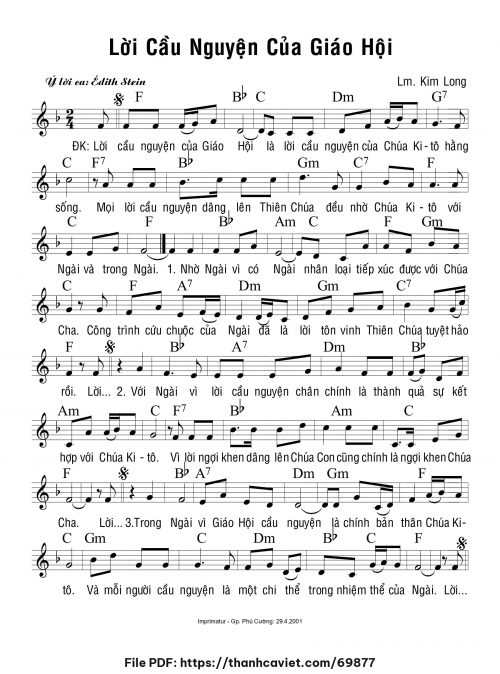Lời cầu nguyện của Giáo Hội - Lm. Kim Long - trang 1