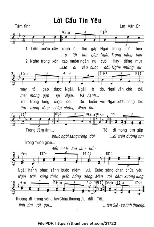 Lời cầu tin yêu - Lm. Văn Chi - trang 1