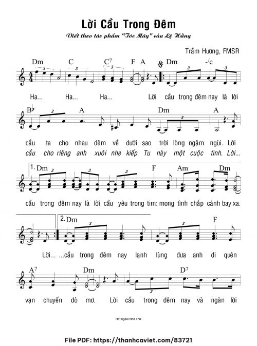 Lời cầu trong đêm - Sr. Trầm Hương - trang 1