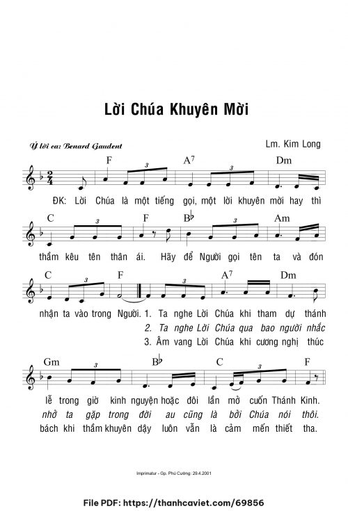 Lời Chúa khuyên mời - Lm. Kim Long - trang 1
