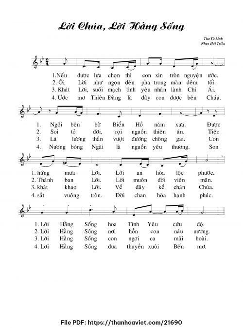 Lời Chúa, Lời hằng sống - Hải Triều - Thơ: Từ Linh - trang 1