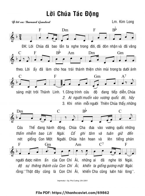 Lời Chúa tác động - Lm. Kim Long - trang 1