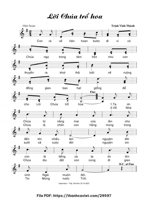 Lời Chúa trổ hoa - Trịnh Vĩnh Thành - trang 1