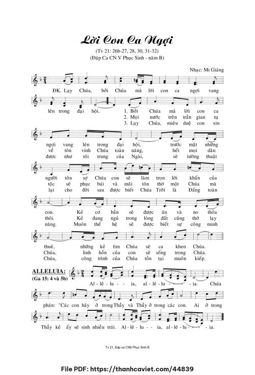 Lời con ca ngợi - Mi Giáng - trang 1