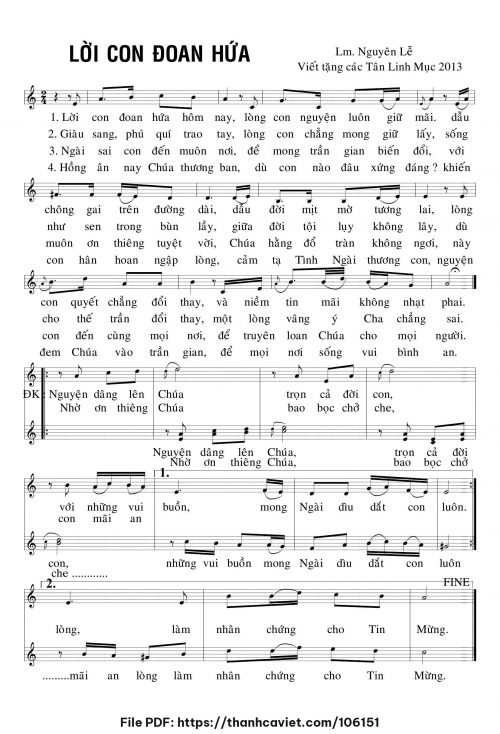 Lời con đoan hứa - Lm. Nguyên Lễ - trang 1