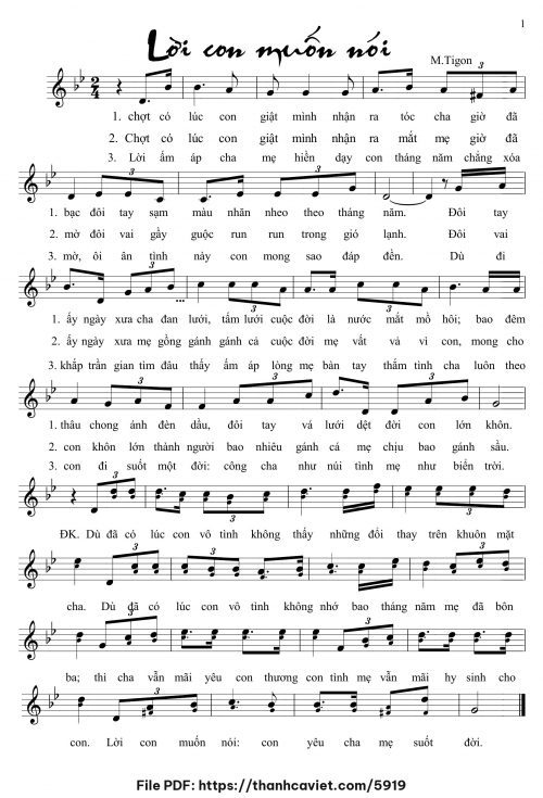 Lời con muốn nói - Sr. M. Tigon - trang 1