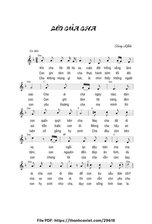 Lời của cha - Lm. Trọng Khẩn - trang 1