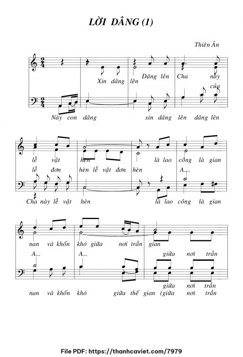 Lời dâng 1 - Lm. Thiên Ân XL - trang 1