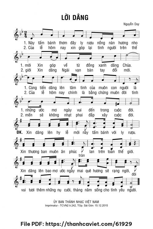 Lời dâng - Lm. Nguyễn Duy - trang 1