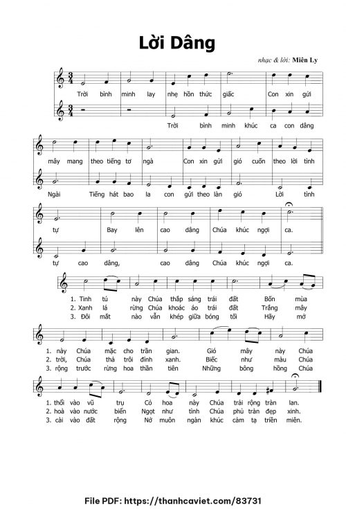 Lời dâng - Miên Ly - trang 1