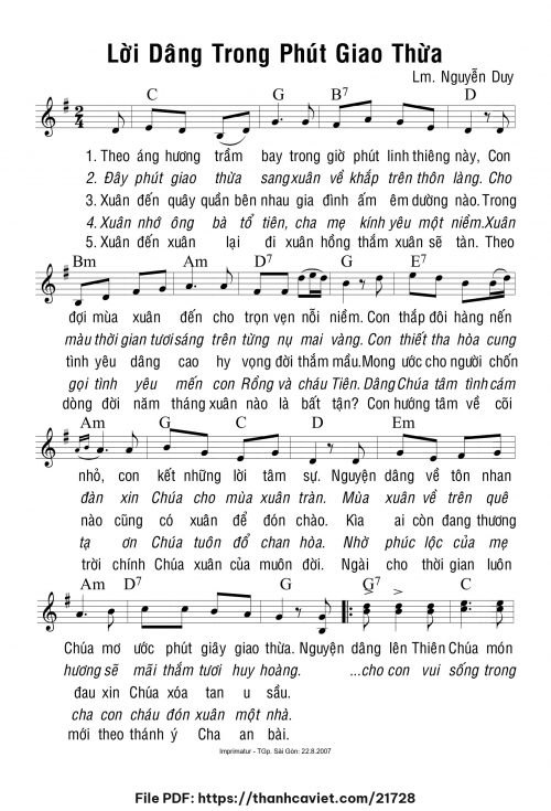 Lời dâng trong phút giao thừa - Lm. Nguyễn Duy - trang 1