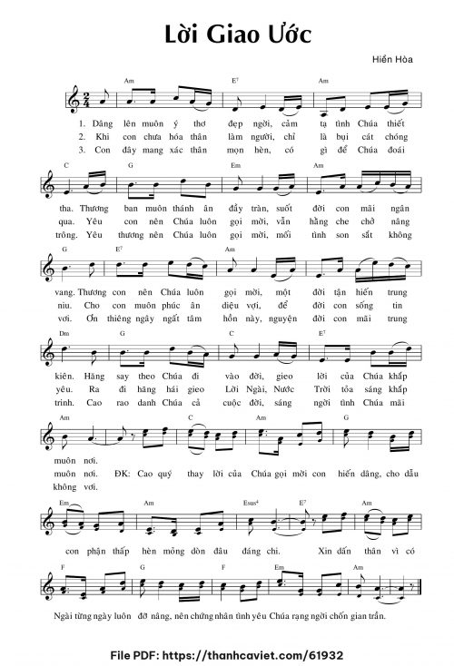 Lời giao ước - Sr. Hiền Hòa - trang 1