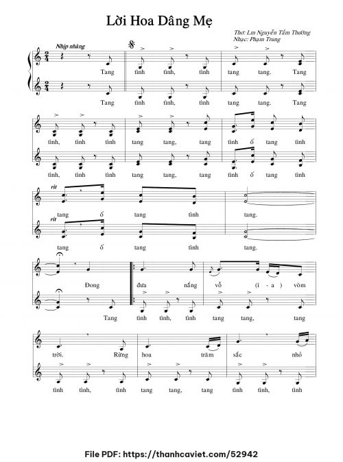 Lời hoa dâng Mẹ - Phạm Trung - Thơ: Lm. Nguyễn Tầm Thường - trang 1