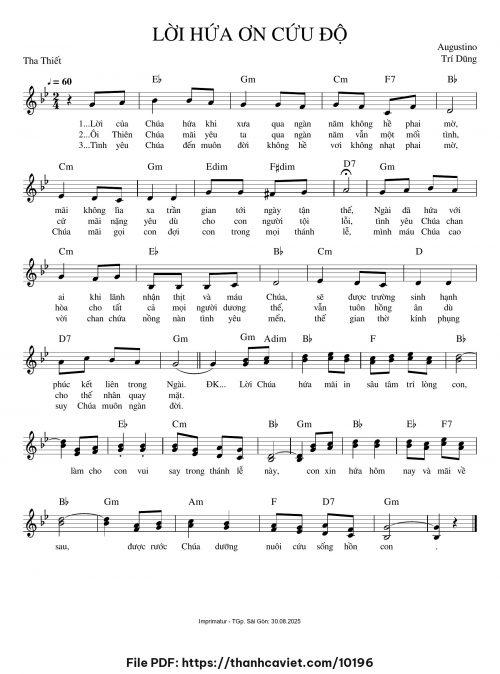 Lời hứa ơn cứu độ - Augustino Trí Dũng - trang 1