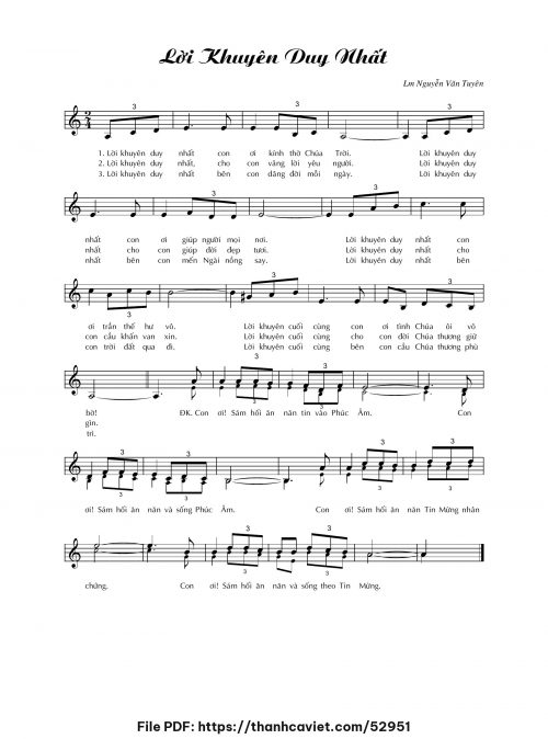 Lời khuyên duy nhất - Lm. Nguyễn Văn Tuyên - trang 1