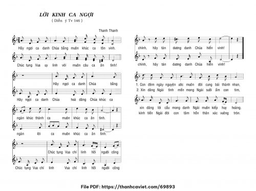 Lời kinh ca ngợi - Thanh Thanh - trang 1