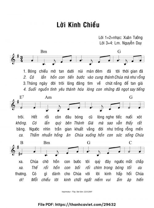 Lời kinh chiều - Lm. Nguyễn Duy - Xuân Tưởng - trang 1