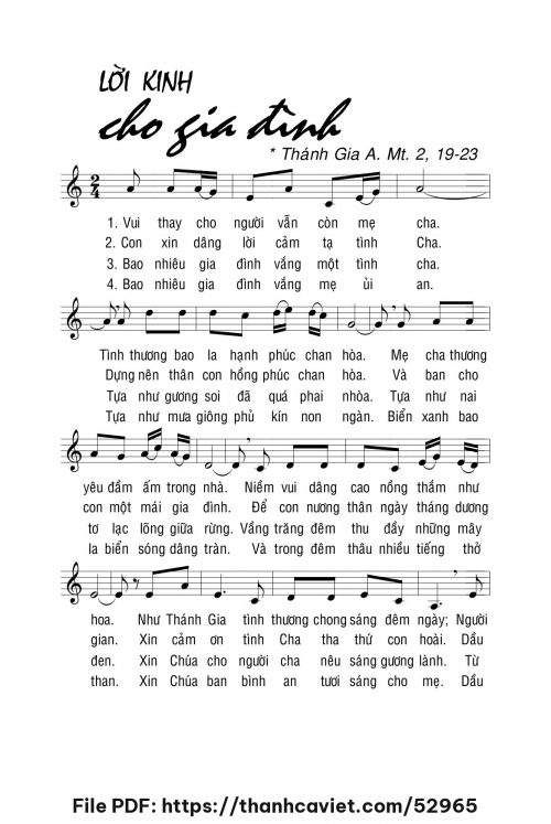 Lời kinh cho gia đình - Lm. La Thập Tự - trang 1