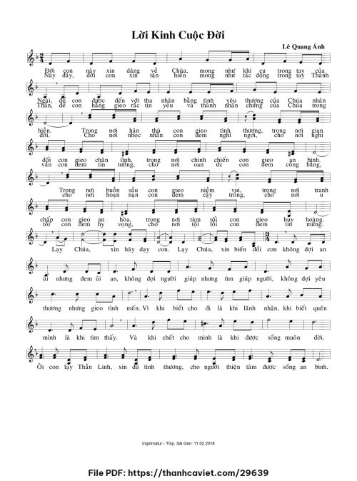Lời kinh cuộc đời - Lê Quang Ánh - trang 1