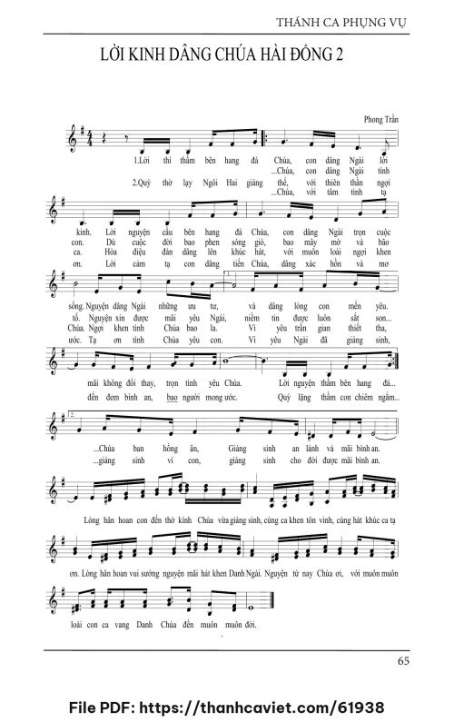 Lời kinh dâng Chúa Hài Đồng 2 - Lm. Phong Trần - trang 1
