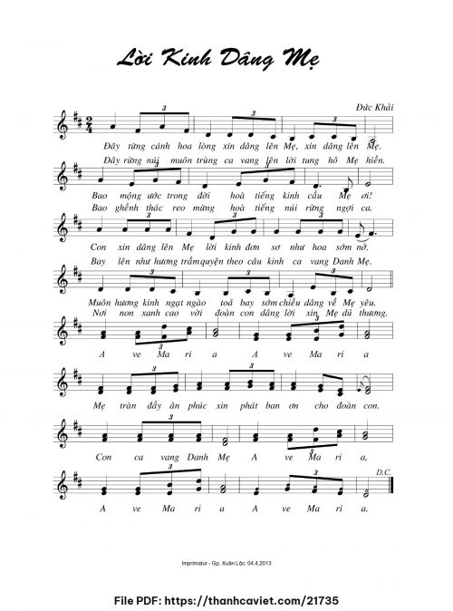 Lời kinh dâng Mẹ - Đức Khải - trang 1