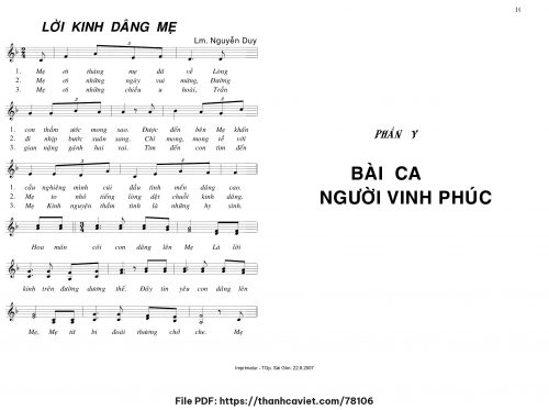 Lời kinh Dâng Mẹ - Lm. Nguyễn Duy - trang 1