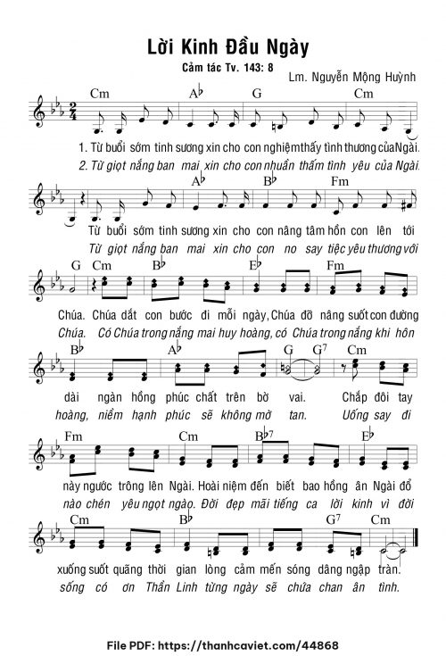Lời kinh đầu ngày - Lm. Nguyễn Mộng Huỳnh - trang 1