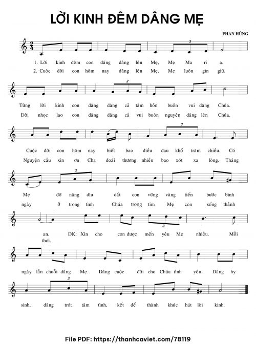 Lời kinh đêm dâng Mẹ - Phan Hùng - trang 1