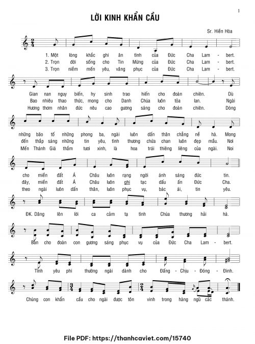 Lời kinh khẩn cầu - Sr. Hiền Hòa - trang 1