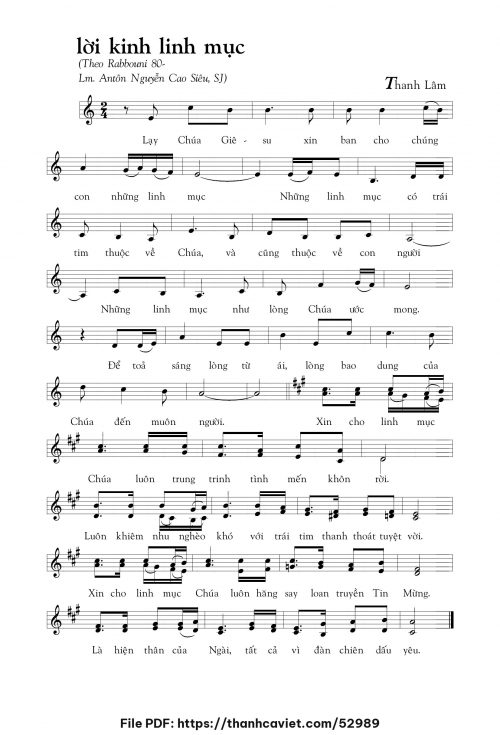 Lời kinh Linh mục - Thanh Lâm (Song Mộc) - trang 1
