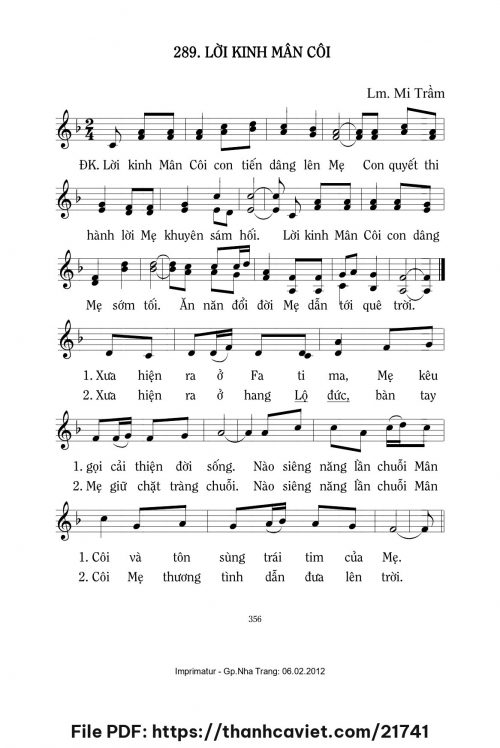 Lời Kinh Mân Côi - Lm. Mi Trầm - trang 1