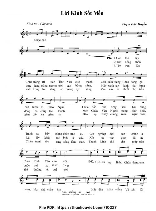 Lời kinh sốt mến - Phạm Đức Huyến - trang 1