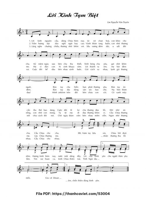 Lời kinh tạm biệt - Lm. Nguyễn Văn Tuyên - trang 1