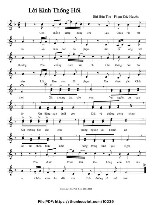 Lời kinh thống hối - Phạm Đức Huyến - Bùi Hữu Thư - trang 1