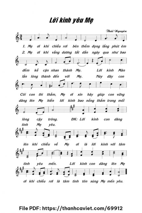 Lời kinh yêu Mẹ - Lm. Thái Nguyên - trang 1
