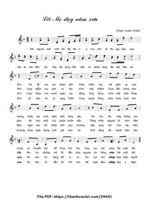 Lời Mẹ dạy năm xưa - Phạm Xuân Chiến - trang 1