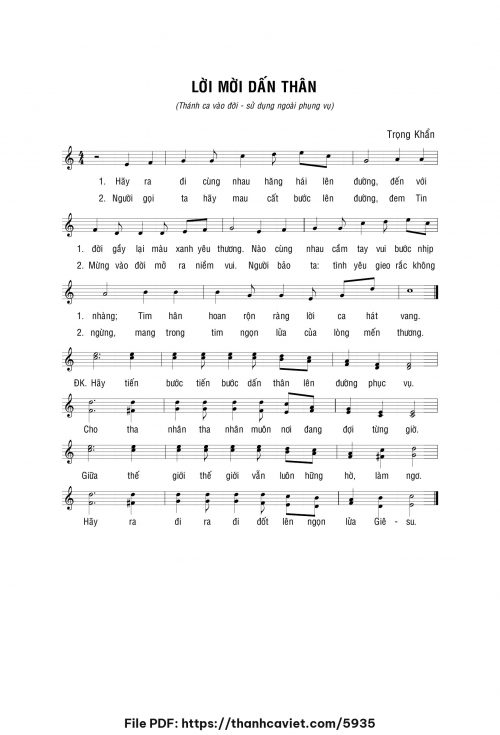 Lời mời dấn thân - Lm. Trọng Khẩn - trang 1