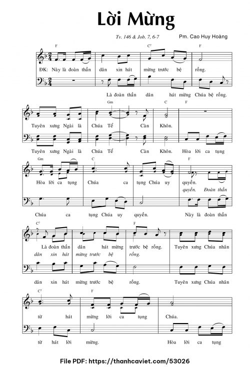 Lời mừng - Cao Huy Hoàng - trang 1