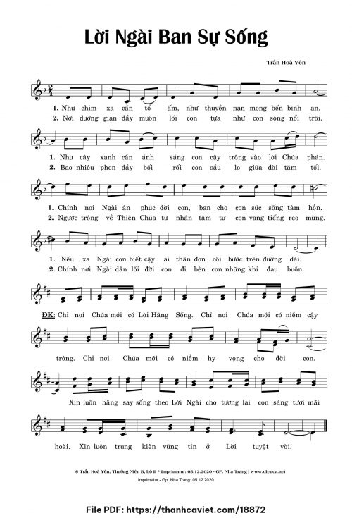 Lời Ngài ban sự sống - Trần Hòa Yên - trang 1