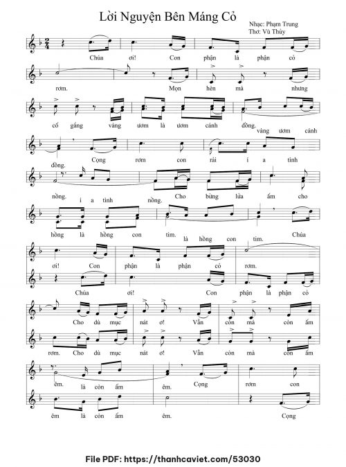 Lời nguyện bên máng cỏ - Phạm Trung - Thơ: Vũ Thủy - trang 1