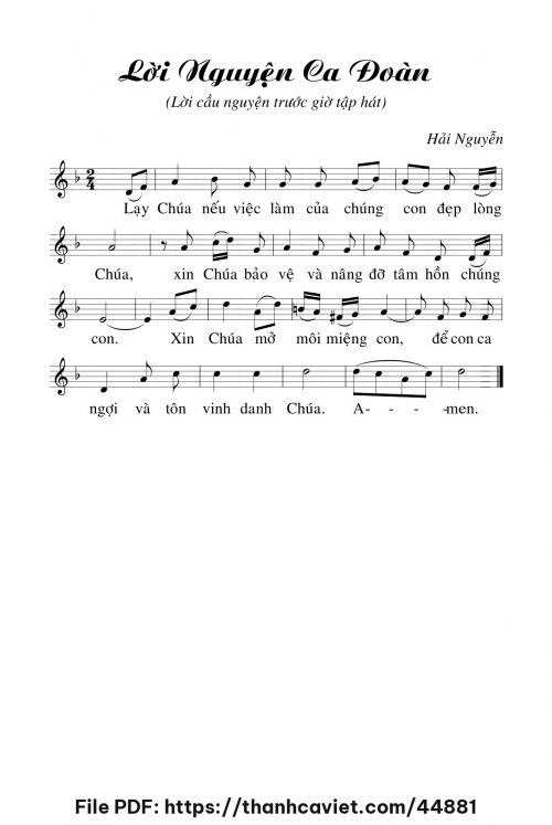 Lời nguyện Ca đoàn - Hải Nguyễn - trang 1