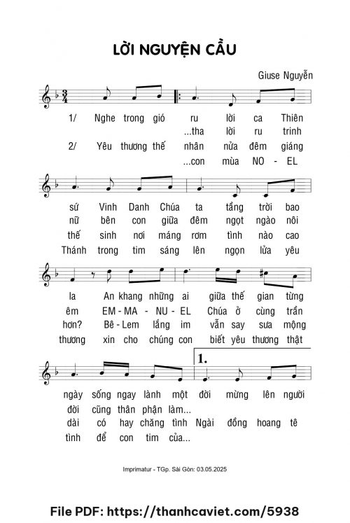 Lời nguyện cầu - Giuse Nguyễn - trang 1