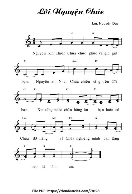 Lời nguyện chúc - Lm. Nguyễn Duy - trang 1
