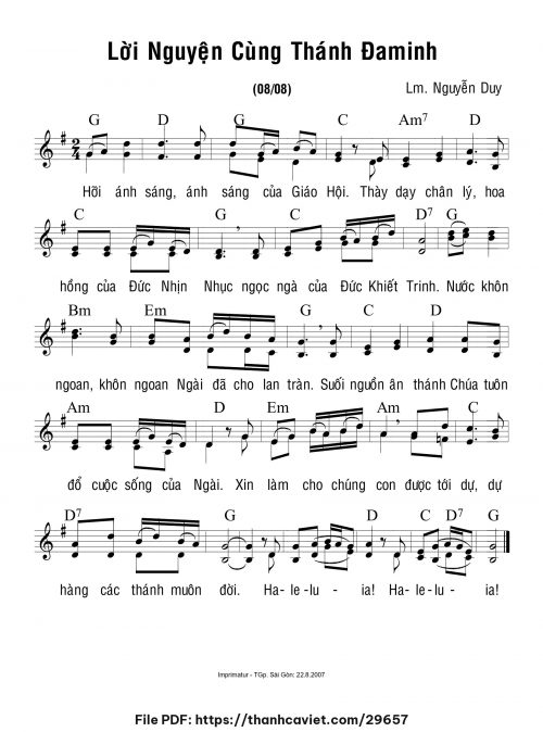 Lời nguyện cùng Thánh Đa Minh - Lm. Nguyễn Duy - trang 1